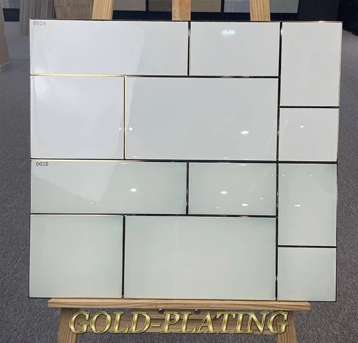 Brick Surface Glossy Golden Tiles