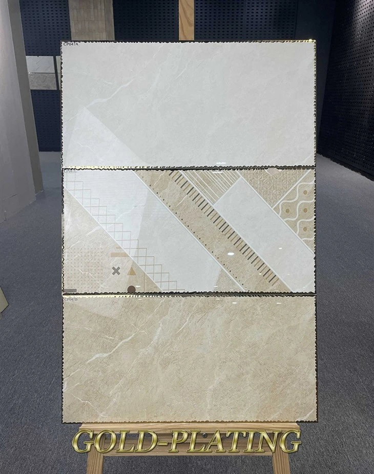 Flower Design Glossy Gold Porcelain Tiles II