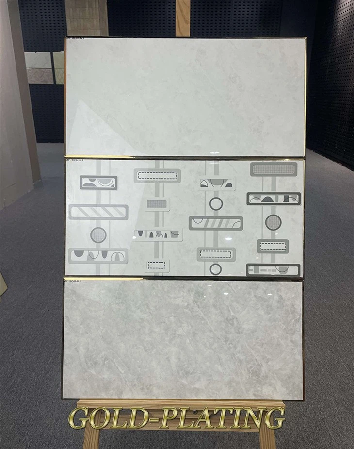 Flower Design Glossy Gold Porcelain Tiles II